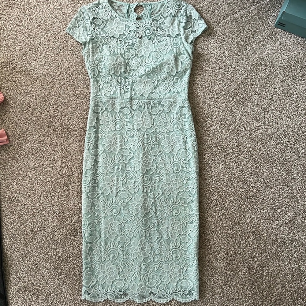 Size 8 light blue lined lace bodycon dress